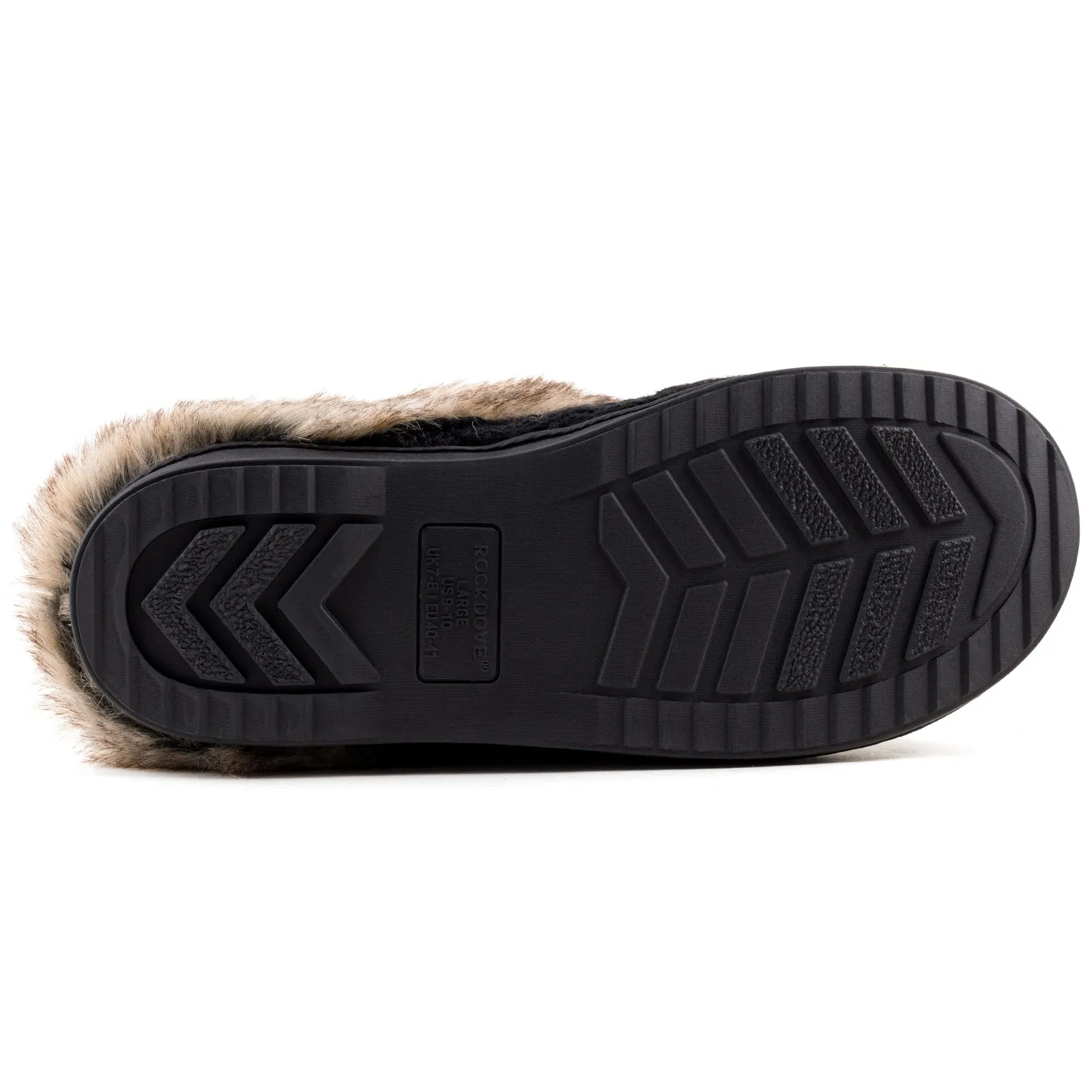 Women's Cable Knit Faux Fur Collar Slipper