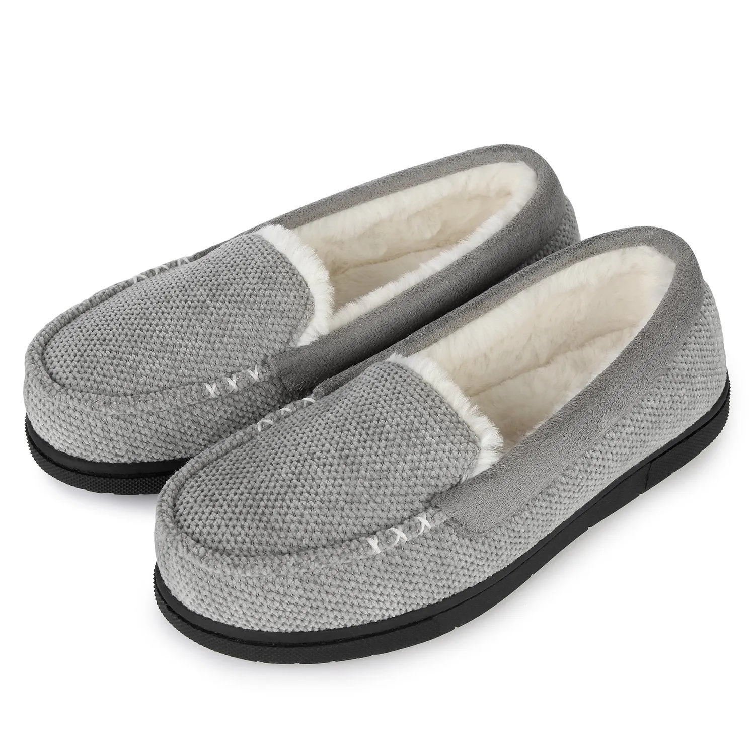 Women's Chenille Faux Fur Lined Moc Slipper