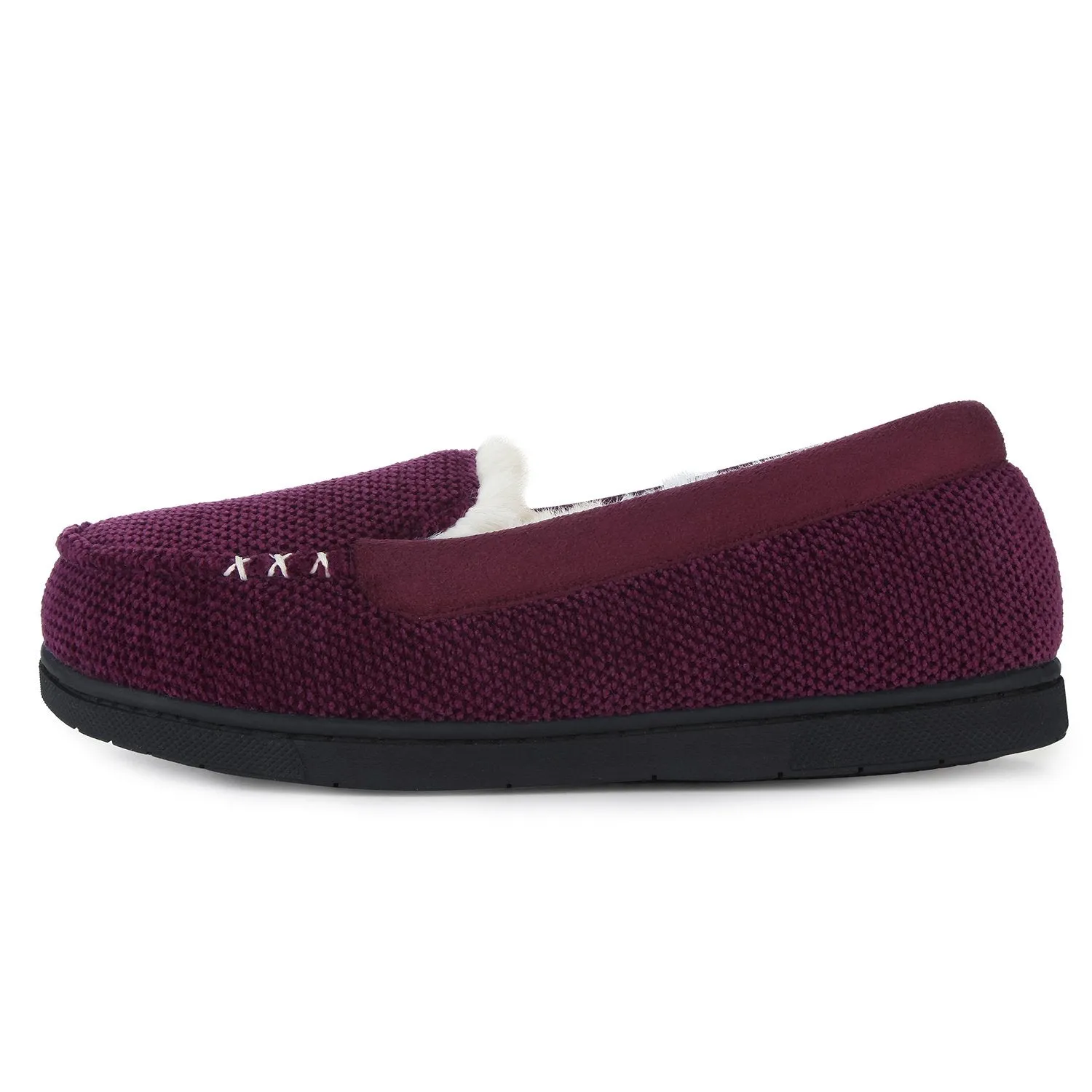 Women's Chenille Faux Fur Lined Moc Slipper